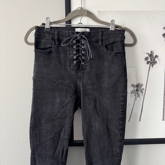 Pacsun | EUC High-Rise Lace Up Skinny Ankle Jeggings in Black Size 28 - Picture 4 of 8